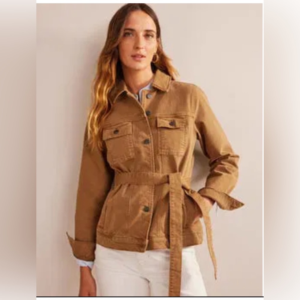 Boden Brown Denim Belted Utility Jacket